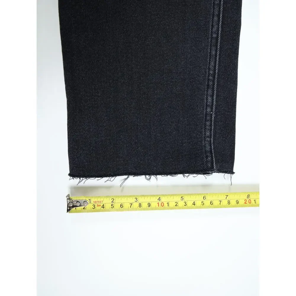 NWT RE/DONE 70s Stove Pipe Jeans 28 Washed Noir High Rise Straight Crop Raw Hem
